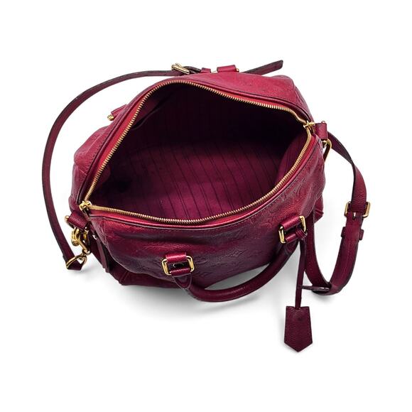 Louis Vuitton Speedy Bandouliere 25 Empreinte Leather Shoulder Bag Burgundy - Picture 4 of 11